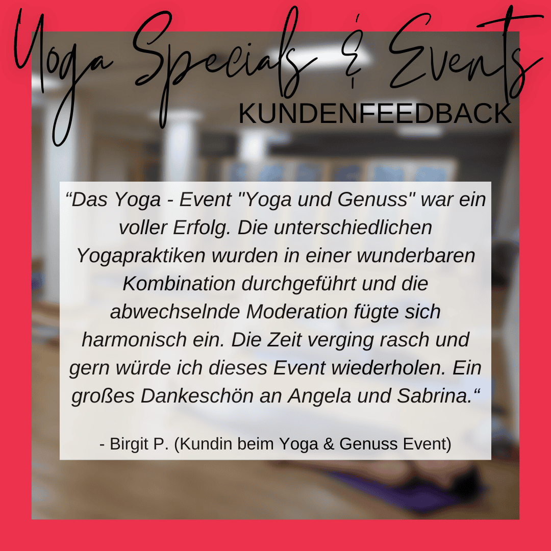 Feedback Birgit P. zum Yoga & Genuss Event Special