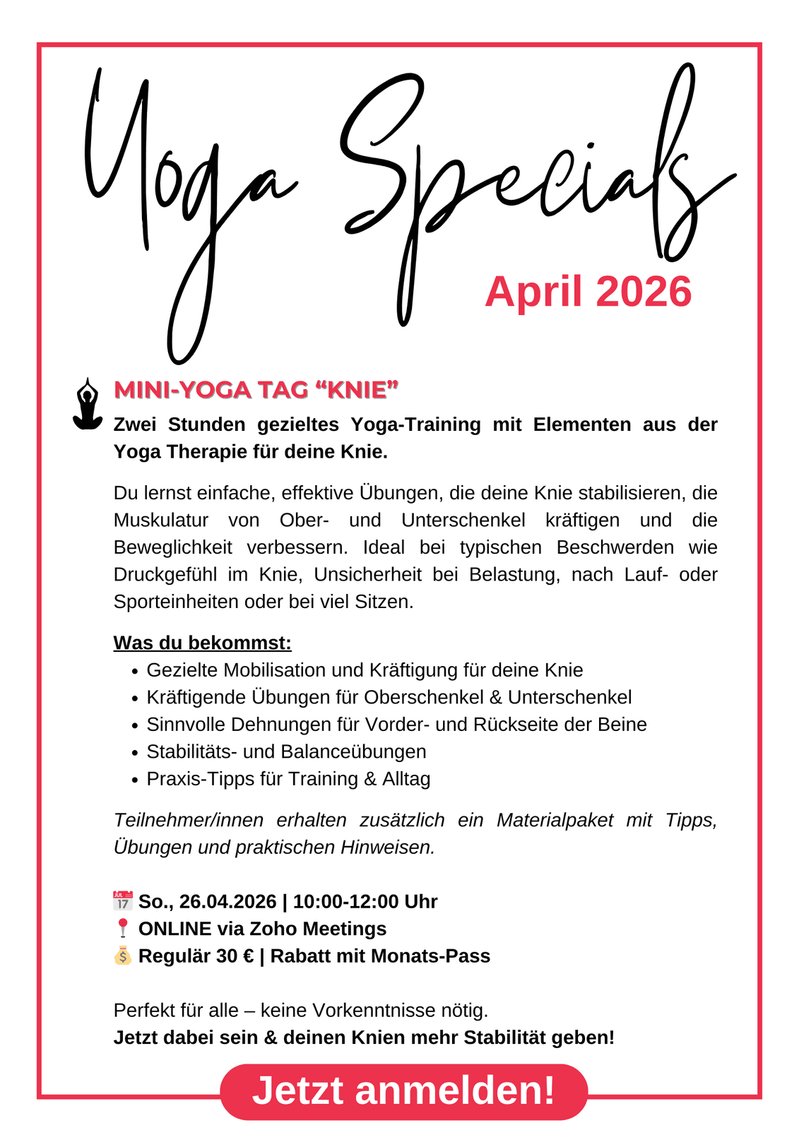 Mini-Yoga-Tag Knie