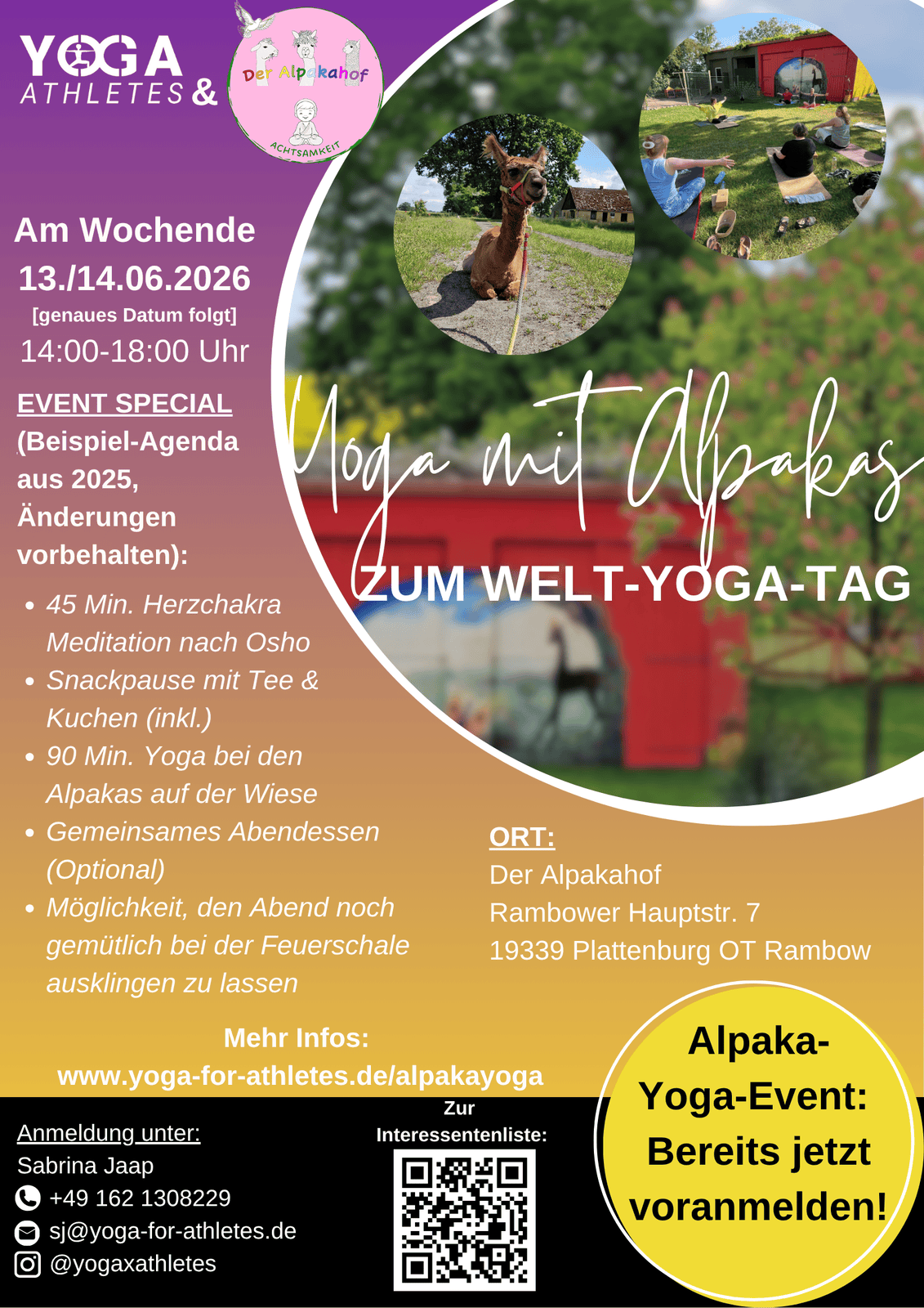 Yoga mit Alpakas zum Welt Yoga Tag 2026